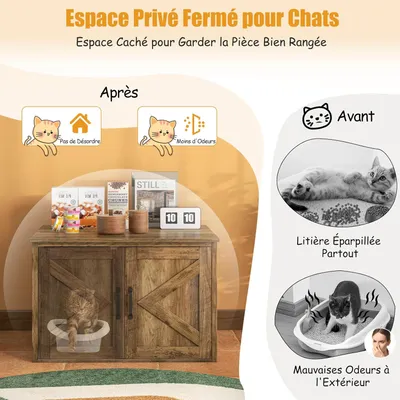 Giantex Maison pour animaux avec armoire Meuble Litere Chat 4 en 1