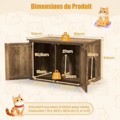 Giantex Maison pour animaux avec armoire Meuble Litere Chat 4 en 1