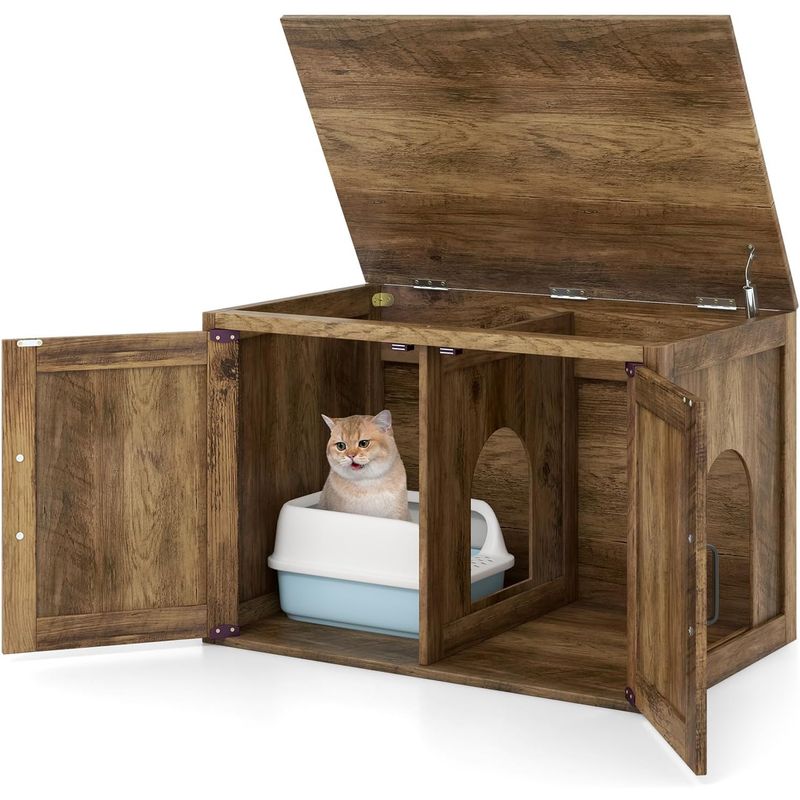Giantex Tierhaus Mit Schrank Und Katzenstreu-Behälter – 4-in-1-Möbel