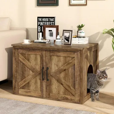 Giantex Maison pour animaux avec armoire Meuble Litere Chat 4 en 1