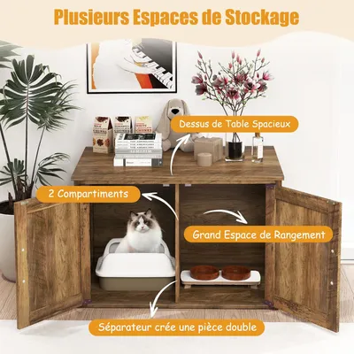 Giantex Maison pour animaux avec armoire Meuble Litere Chat 4 en 1