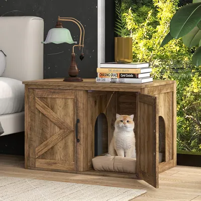 Giantex Maison pour animaux avec armoire Meuble Litere Chat 4 en 1