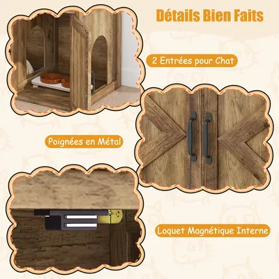 Giantex Maison pour animaux avec armoire Meuble Litere Chat 4 en 1