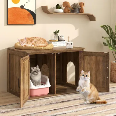 Giantex Maison pour animaux avec armoire Meuble Litere Chat 4 en 1