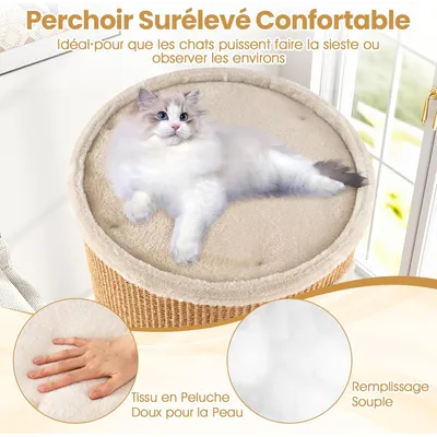 Giantex Tonneau à Gratter pour Chats avec 3 Niveaux, Tour pour Chat