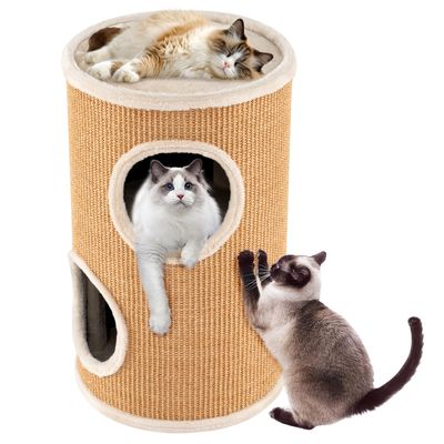 Giantex Kratzbaum Für Katzen Mit 3 Ebenen, Katzenturm