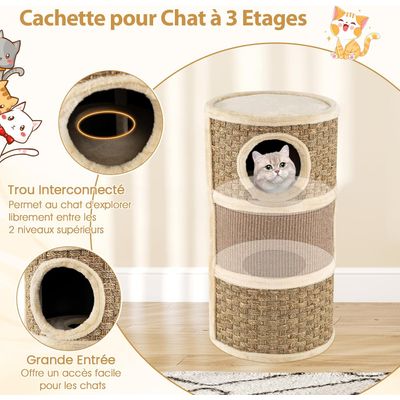 Giantex Tonneau à Gratter pour Chat en Peluche,Tour à Griffer