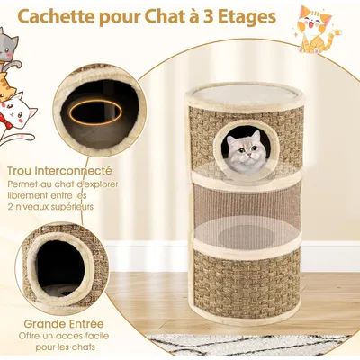 Giantex Tonneau à Gratter pour Chat en Peluche,Tour à Griffer