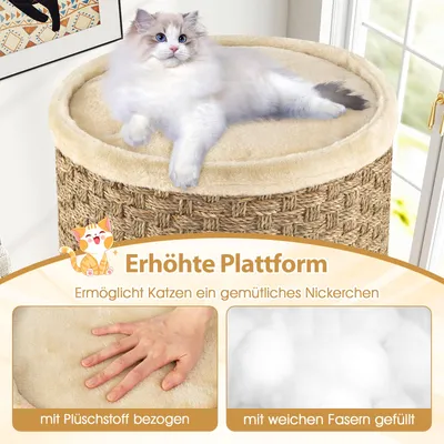 Giantex Katzentonne Mit Höhlen, Sisalbrett, Plüschbett Und Spielseil Giantex Katzentonne Mit Höhlen, Sisalbrett, Plüschbett Und Spielseil