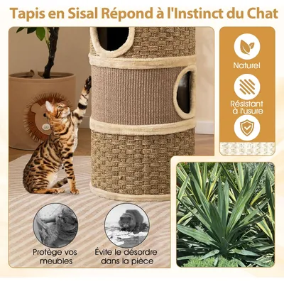 Giantex Tonneau à Gratter pour Chat en Peluche,Tour à Griffer
