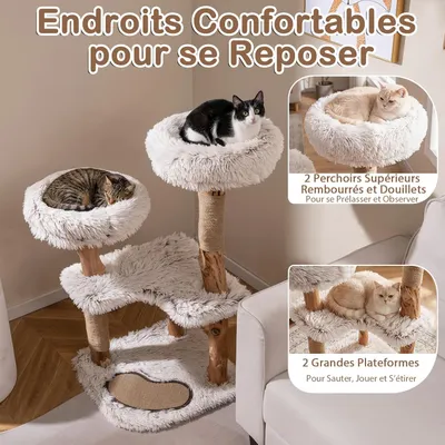 Giantex Arbre a Chat XXL 101 CM à 4 Niveaux,en Bois Massif Giantex Arbre a Chat XXL 101 CM à 4 Niveaux,en Bois Massif