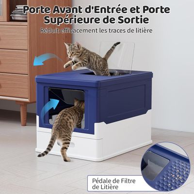 Giantex Bac a Litiere pour Chat Pliable Fermé, 50 x 38 x 37 CM