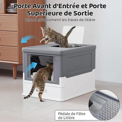 Giantex Bac a Litiere pour Chat Pliable Fermé, 50 x 38 x 37 CM