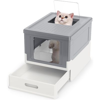 Giantex Bac a Litiere pour Chat Pliable Fermé, 50 x 38 x 37 CM