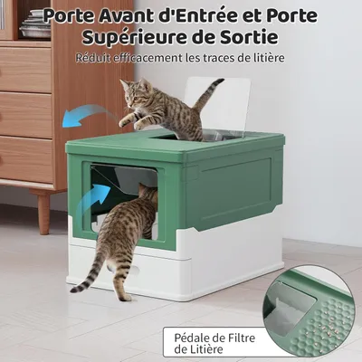 GIANTEX Bac a Litiere pour Chat Pliable Fermé, 50 x 38 x 37 CM