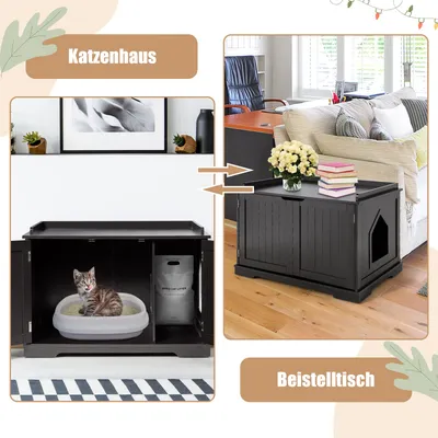 Giantex Katzenklo, Katzentoilettenmöbel Mit 2 Türen Giantex Katzenklo, Katzentoilettenmöbel Mit 2 Türen