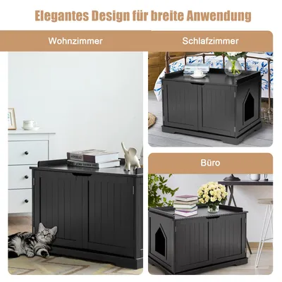 Giantex Katzenklo, Katzentoilettenmöbel Mit 2 Türen Giantex Katzenklo, Katzentoilettenmöbel Mit 2 Türen