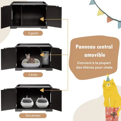 Giantex Maison de Toilette pour Chat, Meuble Litière avec 2 Portes