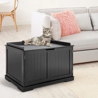 Giantex Maison de Toilette pour Chat, Meuble Litière avec 2 Portes