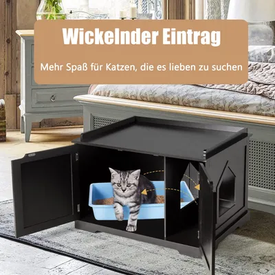 Giantex Katzenklo, Katzentoilettenmöbel Mit 2 Türen Giantex Katzenklo, Katzentoilettenmöbel Mit 2 Türen