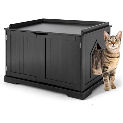 Giantex Maison de Toilette pour Chat, Meuble Litière avec 2 Portes