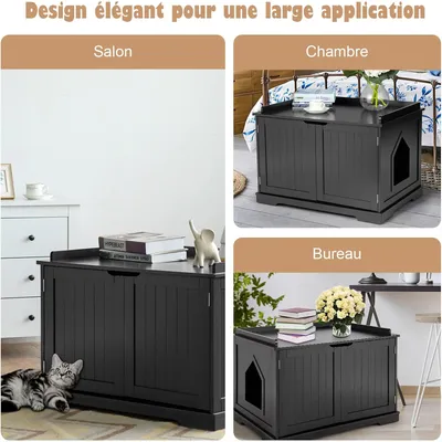 Giantex Maison de Toilette pour Chat, Meuble Litière avec 2 Portes