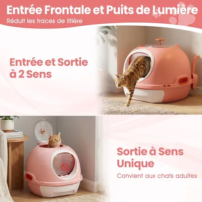 Giantex Bac a Litiere pour Chat Fermé XXL, 55x46x40 CM