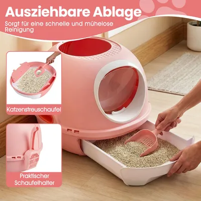 GIANTEX Geschlossene Katzentoilette Mit Doppelteingang Und Schublade