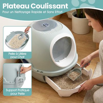 Giantex Bac a Litiere pour Chat Fermé XXL, 55x46x40 CM