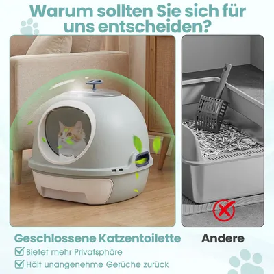 GIANTEX Geschlossene Katzentoilette Mit Doppelteingang Und Schublade