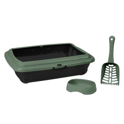 Kats - Bac à litière pour chat avec gamelle et pelle MOLLY
