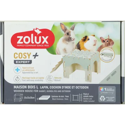 Maison bois cosy 25 x 44 x 20 cm lapin nain, cochon d'inde et octodon Maison bois cosy 25 x 44 x 20 cm lapin nain, cochon d'inde et octodon