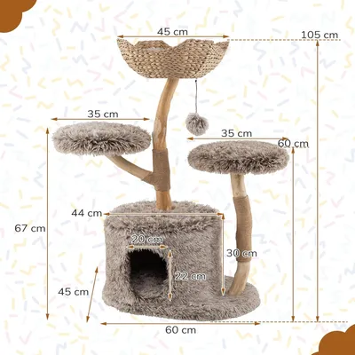 Giantex Arbre a Chat Design Naturel en Bois Poirier Massif Giantex Arbre a Chat Design Naturel en Bois Poirier Massif