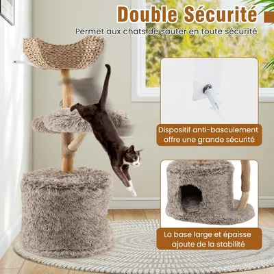 Giantex Arbre a Chat Design Naturel en Bois Poirier Massif Giantex Arbre a Chat Design Naturel en Bois Poirier Massif