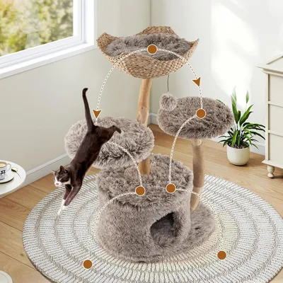 Giantex Arbre a Chat Design Naturel en Bois Poirier Massif Giantex Arbre a Chat Design Naturel en Bois Poirier Massif