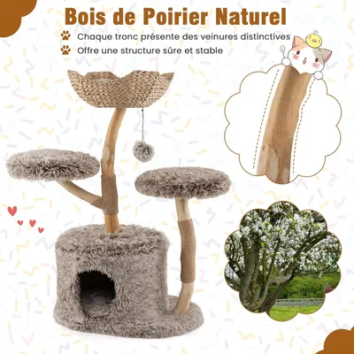 Giantex Arbre a Chat Design Naturel en Bois Poirier Massif Giantex Arbre a Chat Design Naturel en Bois Poirier Massif
