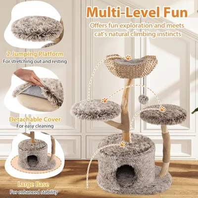 Giantex Arbre a Chat Design Naturel en Bois Poirier Massif Giantex Arbre a Chat Design Naturel en Bois Poirier Massif