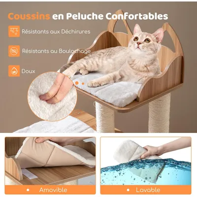 Giantex Arbre a Chat en Bois Massif,XXL avec 1 Condo de 2 Étagère Giantex Arbre a Chat en Bois Massif,XXL avec 1 Condo de 2 Étagère