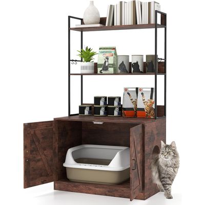 Giantex Meuble Litiere Chat 2 en 1, 80 x 48 x 145 CM