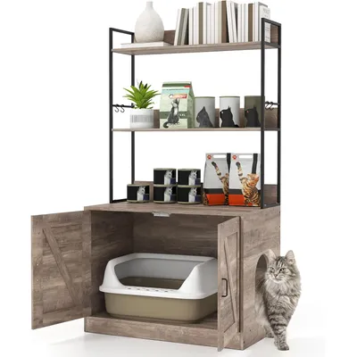 Giantex Meuble Litiere Chat 2 en 1, 80 x 48 x 145 CM