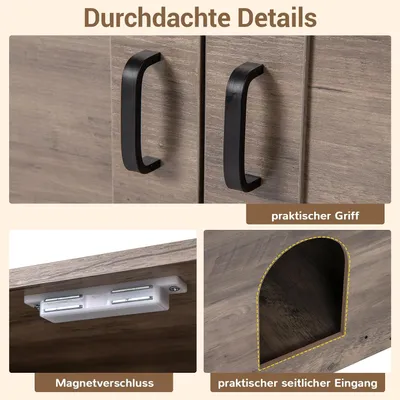 Giantex 2-In-1 Katzentoilettenschrank Mit Ablagen Und Seitlichem Eingang