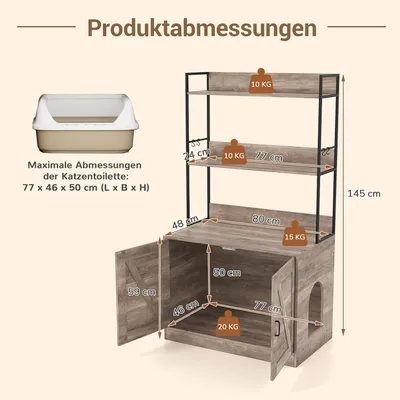 Giantex 2-In-1 Katzentoilettenschrank Mit Ablagen Und Seitlichem Eingang