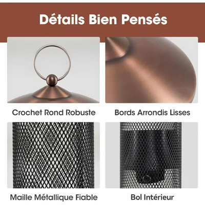 Giantex Mangeoire Oiseaux Exterieur à 3 Compartiments avec Toit