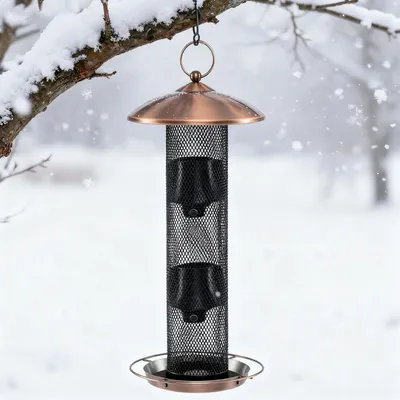 Giantex Mangeoire Oiseaux Exterieur à 3 Compartiments avec Toit