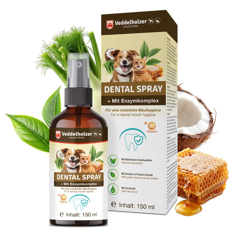 Spray dentaire probiotique pour chiens et chats avec brosse à dents