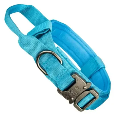 Must&Co - Collier Tactique avec Poignée pour Chien Bleu - Taille M