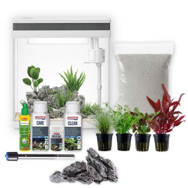 AquaOne Nano Aquarium avec décoration, filtration et éclairage LED