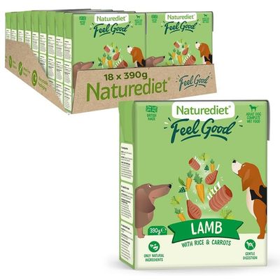 Nourriture humide pour chiens Naturediet Feel Good Agneau 18 x 390g