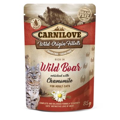 Carnilove - Filets Sans Céréales Sanglier Sauvage & Camomille pour Chat 85g