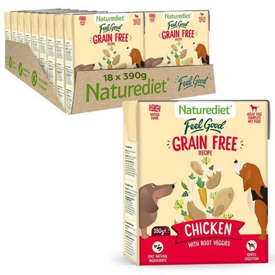Nourriture humide sans céréales Naturediet Feel Good Poulet 18 x 390 g